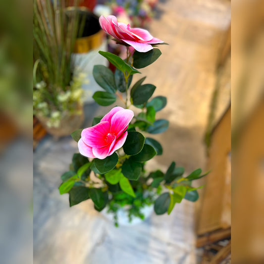 Artificial Plant & Floral Arrangement in White Chalk Round Pot