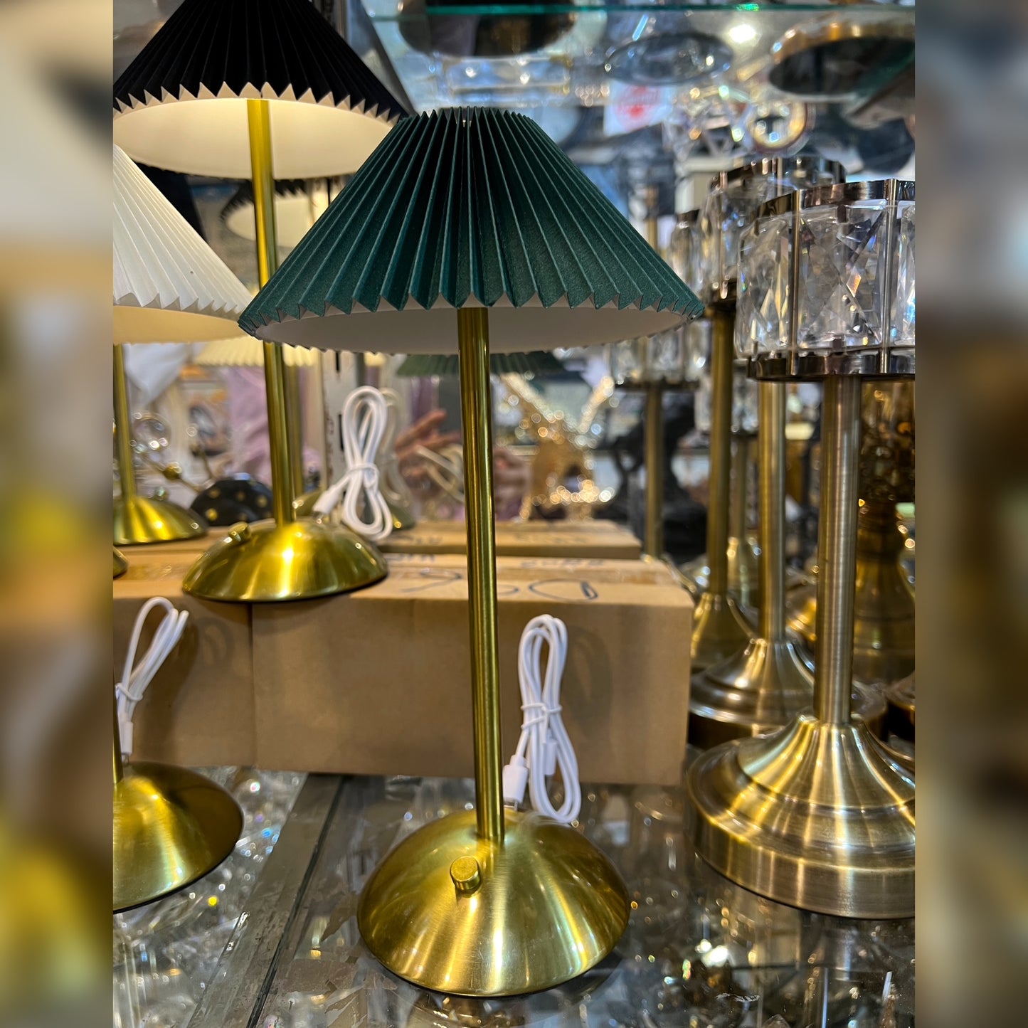 Green Shade Touch Sensor Table Lamp | 3 Light Modes Modern Gold Bedside Lamp