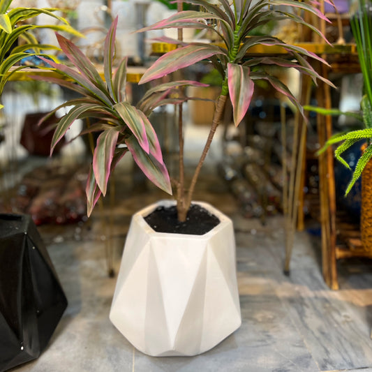 3.5 ft Artificial Plant in Irregular Diamond Pot – Modern Home Decor Planter