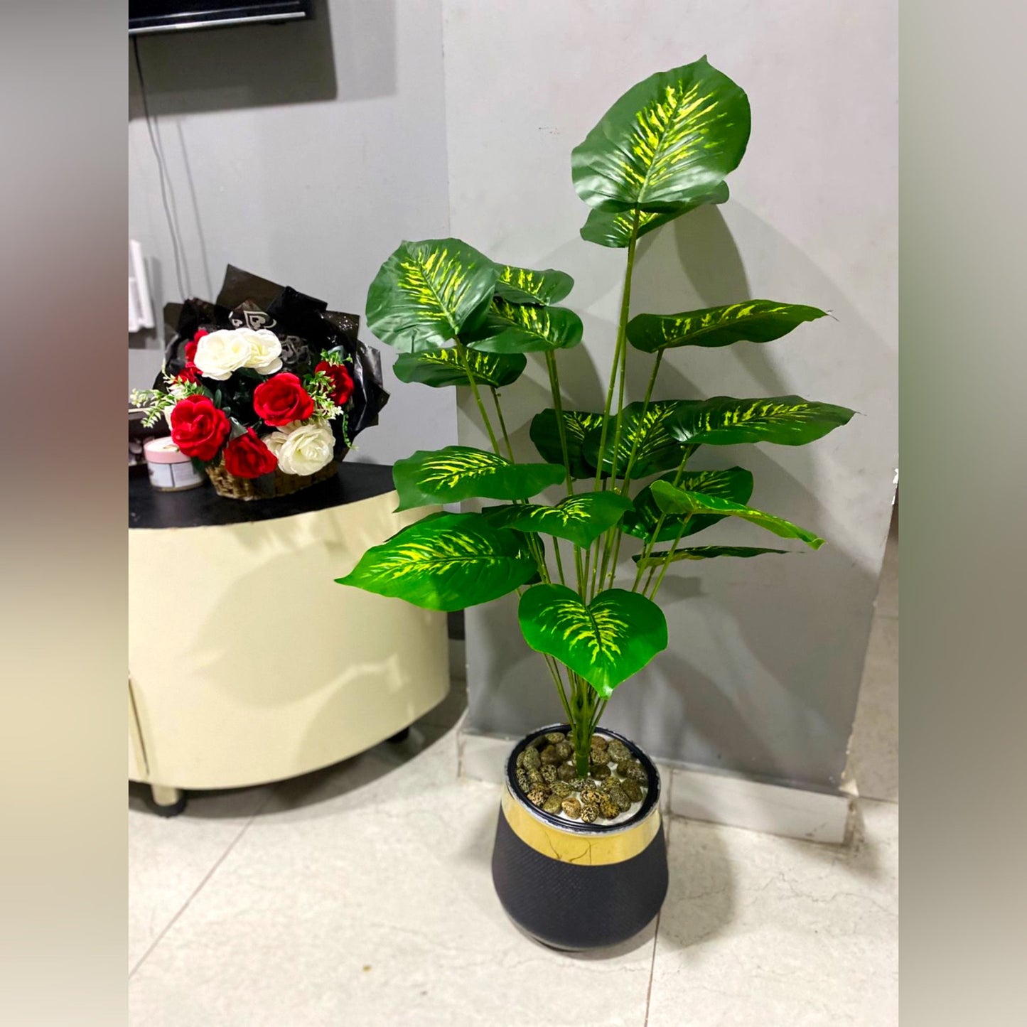 4.5 ft Artificial Money Plant in Black GRP Non-Breakable Planter