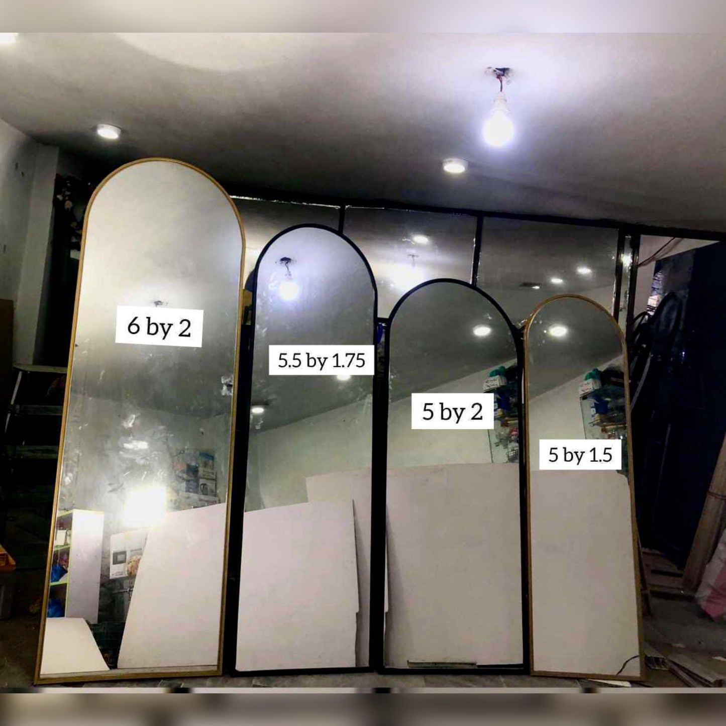 Full Length Arch Mirror with Iron Frame & Stand | Dome Design