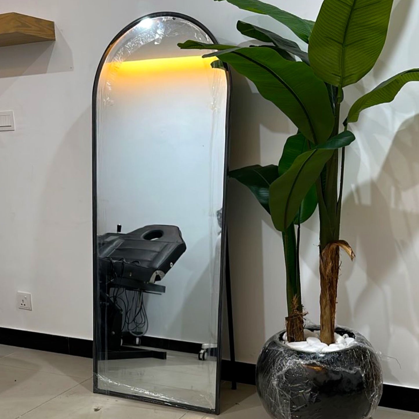 Full Length Arch Mirror with Iron Frame & Stand | Dome Design