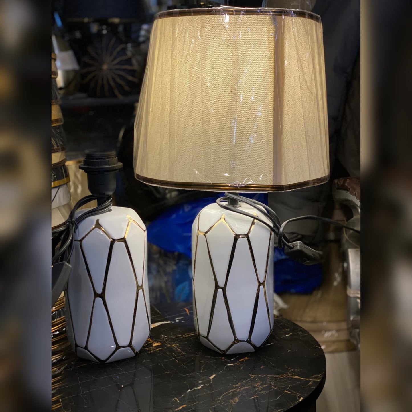 Ceramic Table Lamp with Fabric Shade | Modern Bedside & Living Room Light