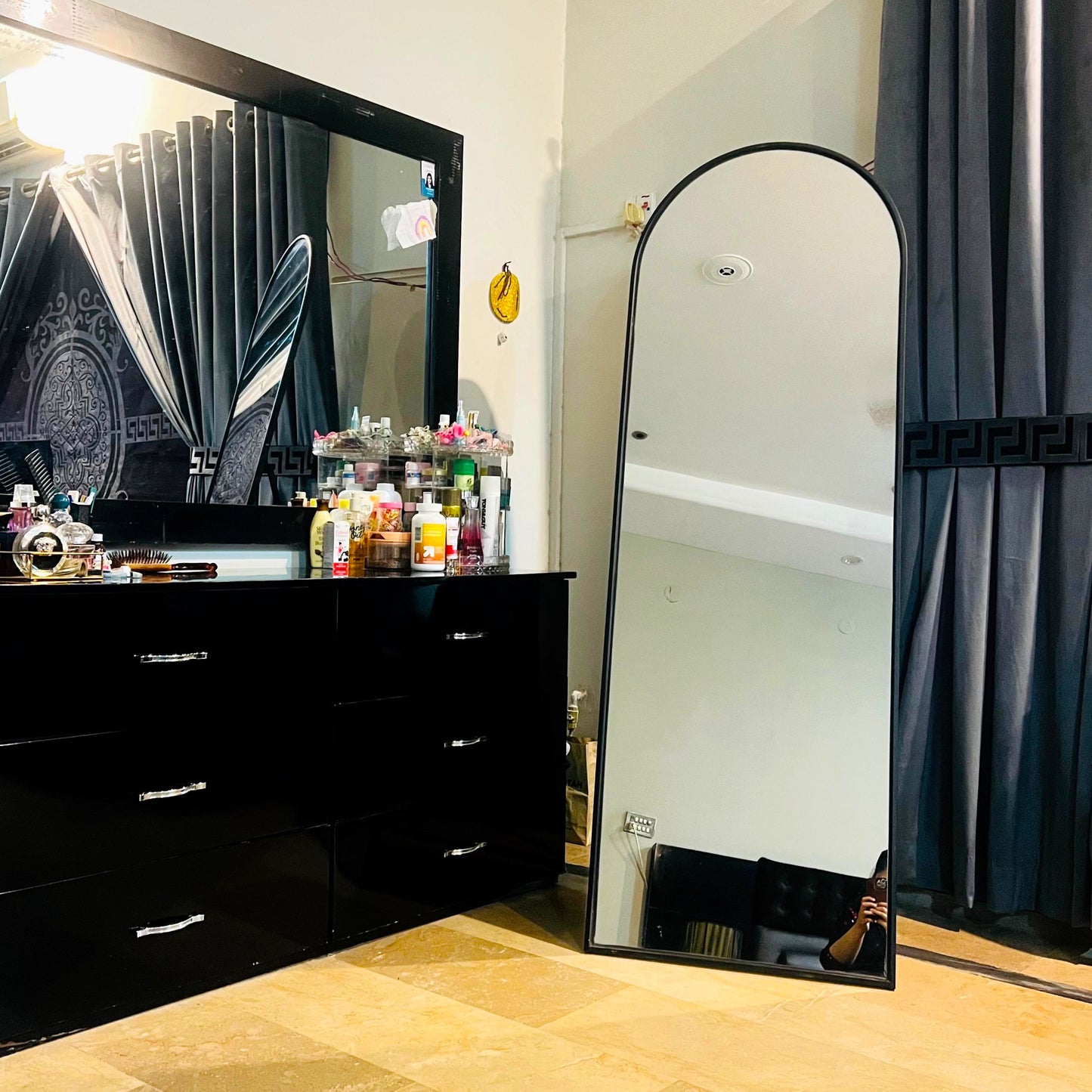 Full Length Arch Mirror with Iron Frame & Stand | Dome Design