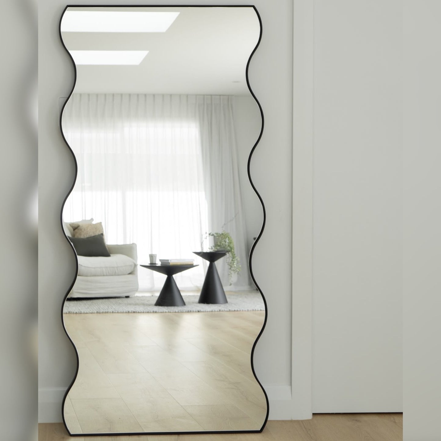 Wavy Standing Mirror – 5x2 Ft Full Length Decorative Floor Mirror for Bedroom & Living Room