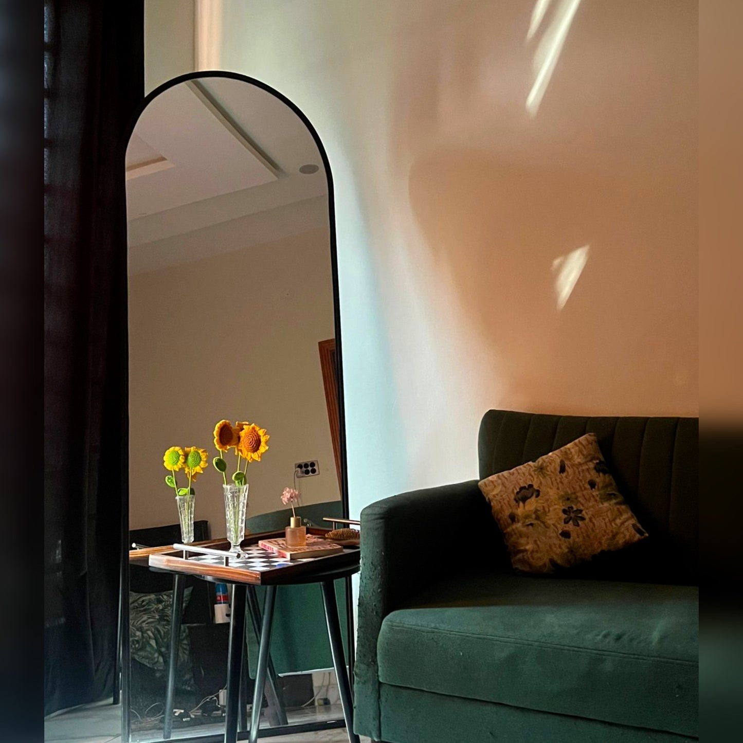 Full Length Arch Mirror with Iron Frame & Stand | Dome Design