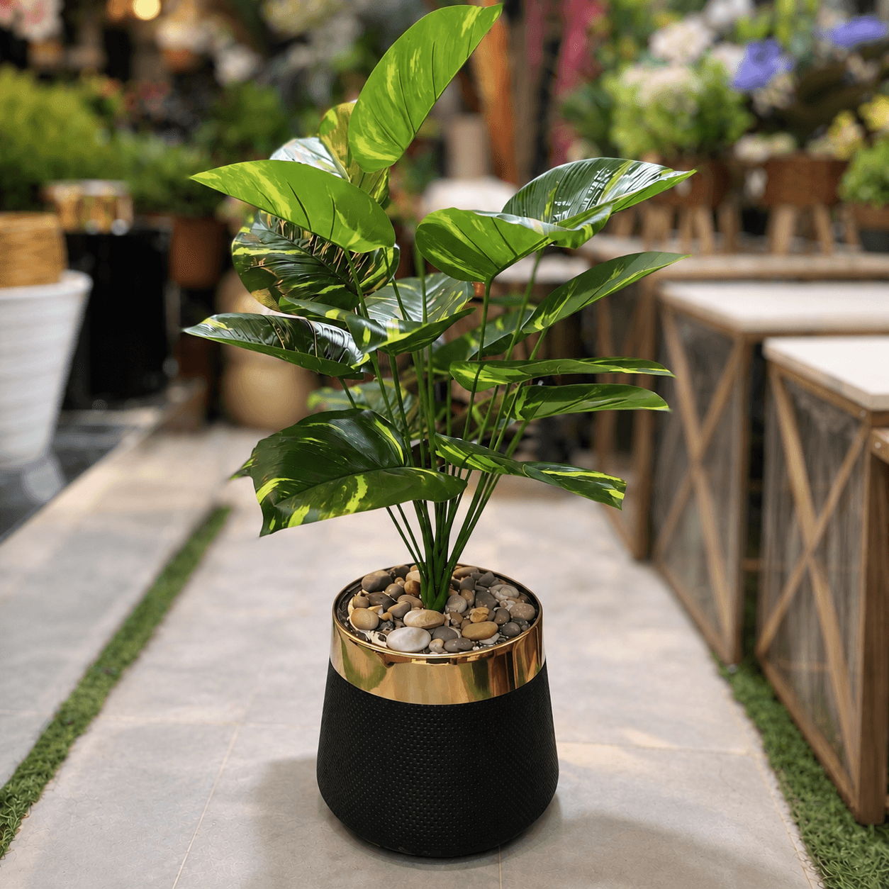 18 Leaf Artificial Money Plant with GRP Planter