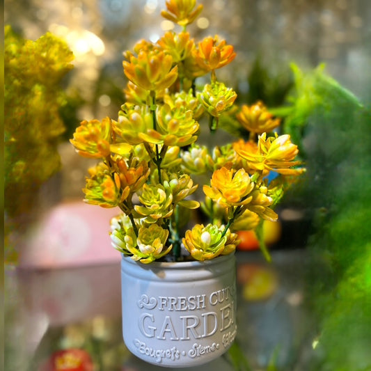 Artificial Succulent Plant with Yellow-Orange Tips