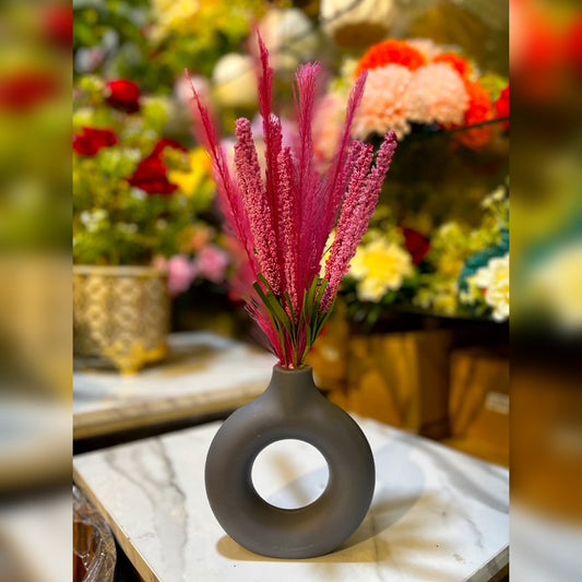 Matte Donut Vase 8 Inch with Premium Floral Filling