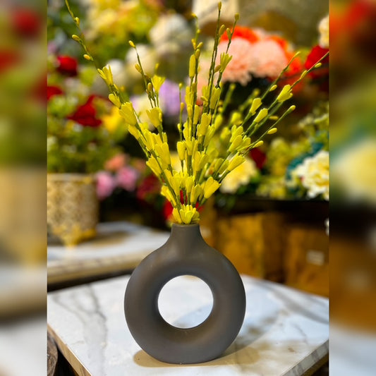 Matte Donut Vase 8 Inch with Premium Floral Filling
