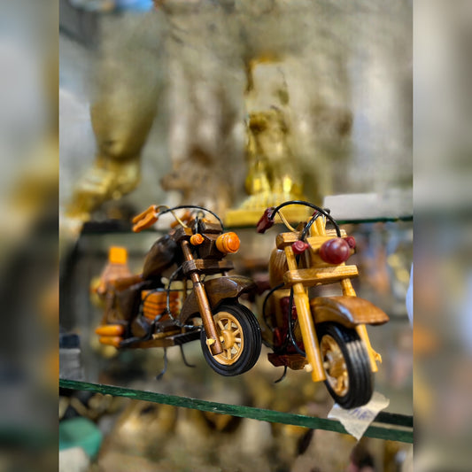 Vintage Handmade Mahogany Wooden Harley Davidson Motorcycle – Collectible Decorative Bike Model