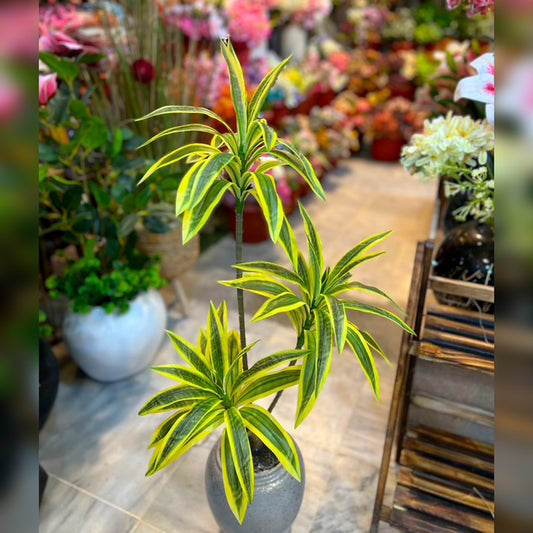 3ft Two-Tone Artificial Plant in Shiny Ceramic Chalk Vase