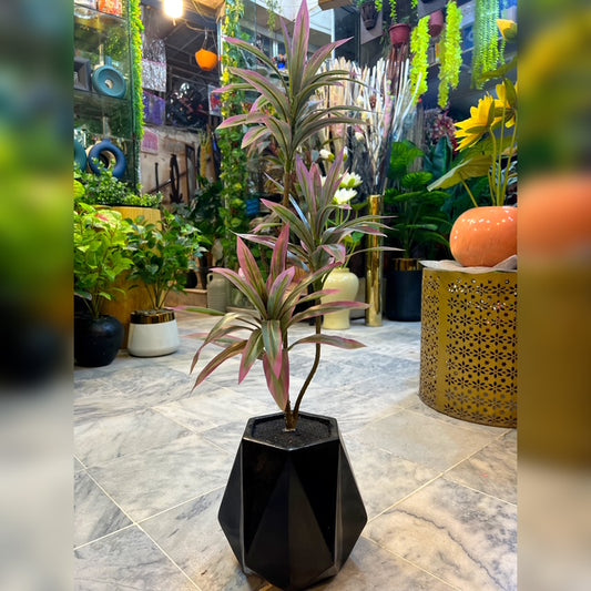 3.5ft Purple Leaves Artificial Plant in Black Diamond Chalk Planter