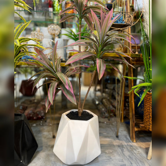 3.5 ft Artificial Plant in Irregular Diamond Pot – Modern Home Decor Planter
