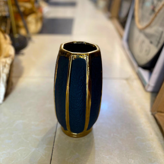Luxury Ceramic Table Vase – Modern Gold & White Centerpiece, Decorative Flower Vase for Living Room, Bedroom, Office & Farmhouse Décor