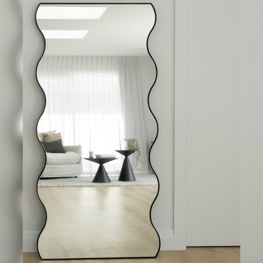 Wavy Standing Mirror – 5x2 Ft Full Length Decorative Floor Mirror for Bedroom & Living Room