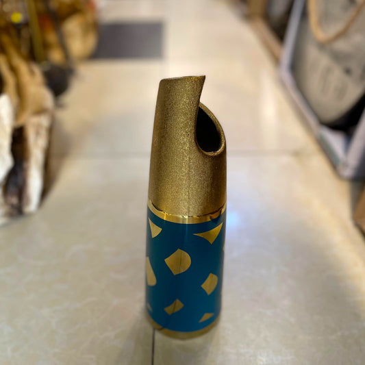 Modern Ceramic Decorative Vase – Blue & Gold Abstract Design, Elegant Table Flower Vase