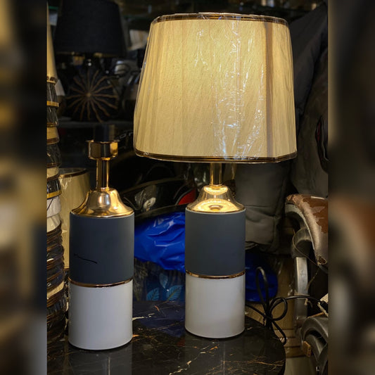 Modern Gold & Ceramic Table Lamp with Fabric Shade